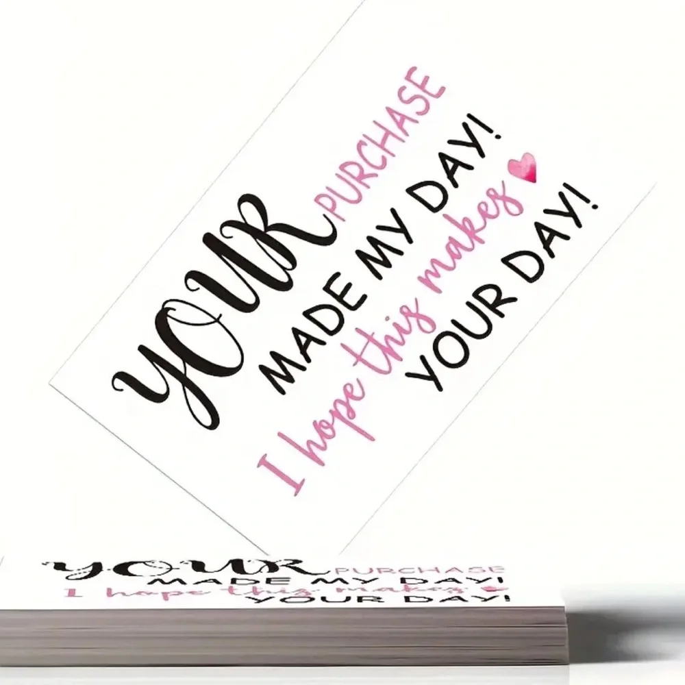 Thank You Cards with Pink and Black Text, NEW, 50pcs.